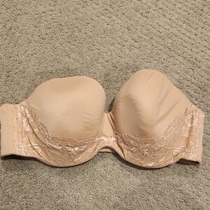 Body By Victoria Lined Lace Strapless Bra - Tan 38D